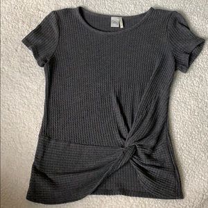 Gray Waffle Knotted T-Shirt